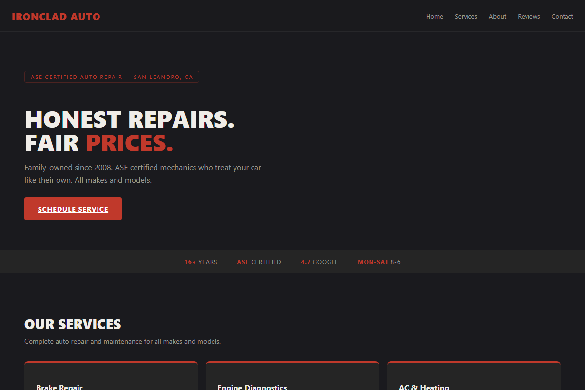 Ironclad Auto Gravel website