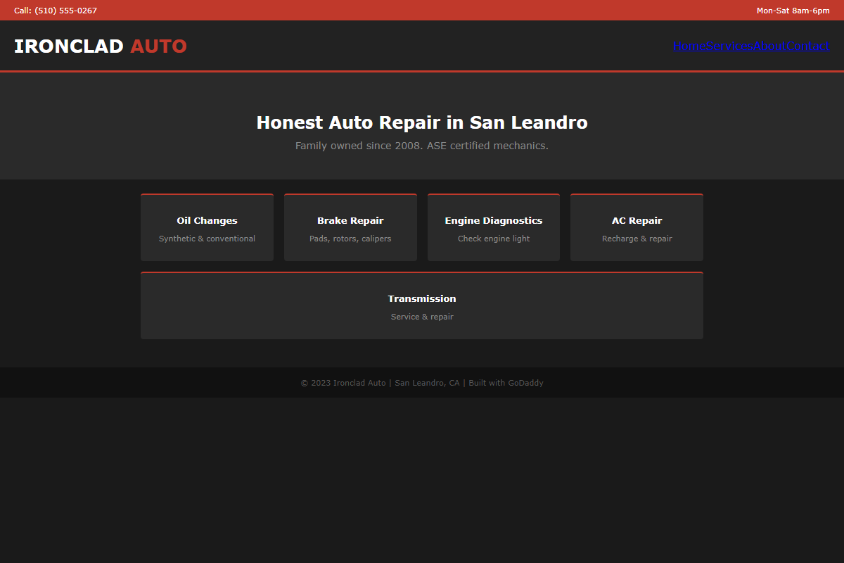 Ironclad Auto old website