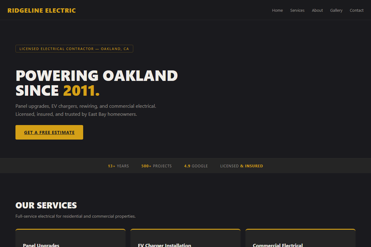 Ridgeline Electric Gravel website