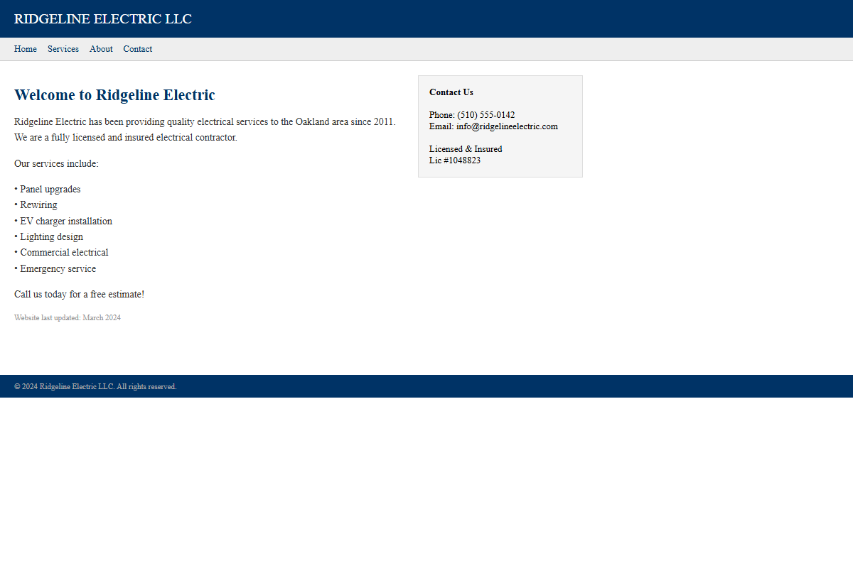 Ridgeline Electric old website