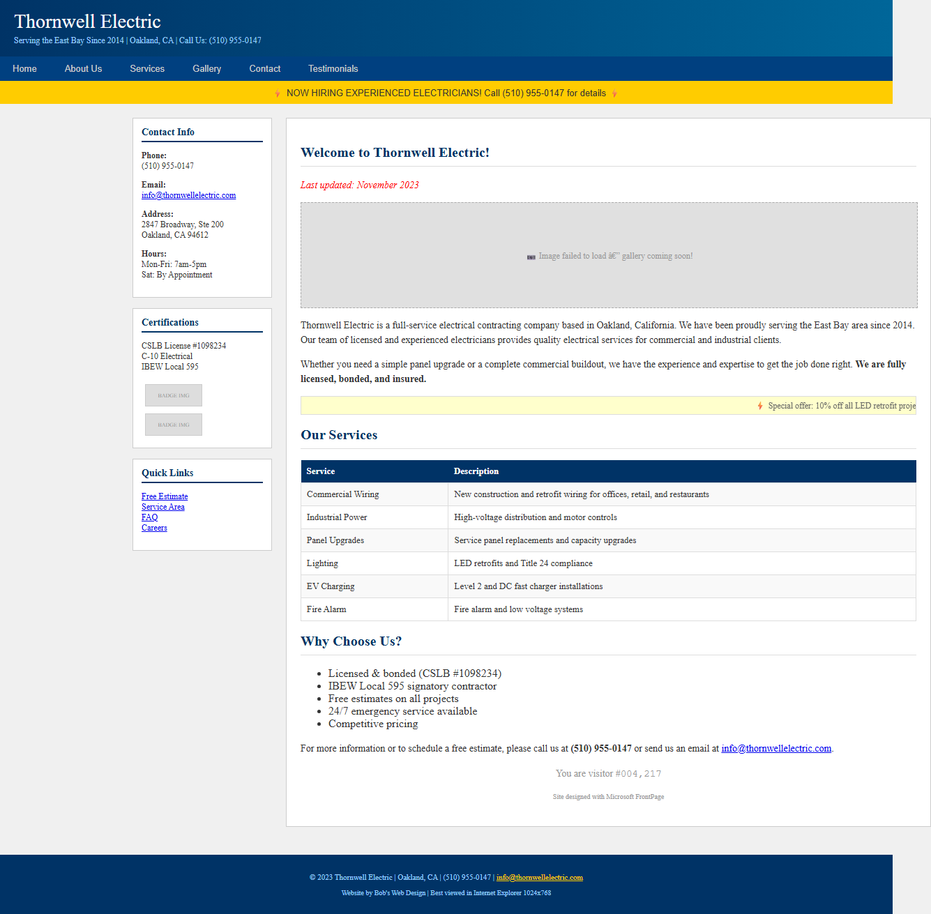 Thornwell Electric old website